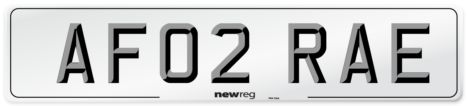 AF02 RAE Number Plate from New Reg